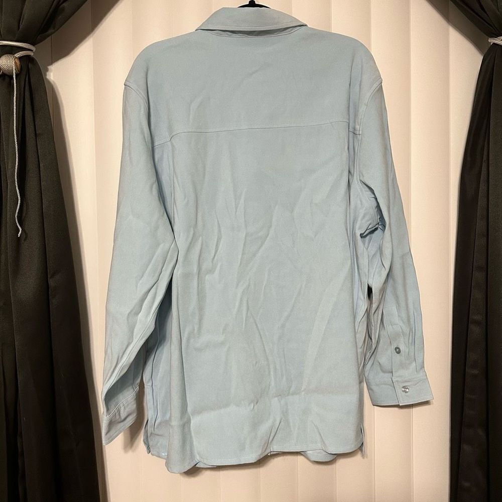 Denim & Co Bleached Denim soft button down womens top - Picture 6 of 7